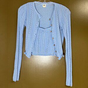 Urban Outfitters BDG Sky Pointelle Cardigan and Tank Top - Size M